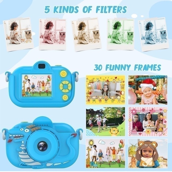 NEW ENGUNS Kids / Toddler Camera Blue 32MP HD Digital Camera Toy 32GB Card - Picture 5 of 6